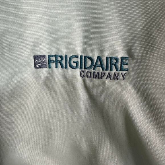 Vintage 90s Satin Varsity Company Jacket White Navy Blue Full Button Up Coat - Picture 4 of 8